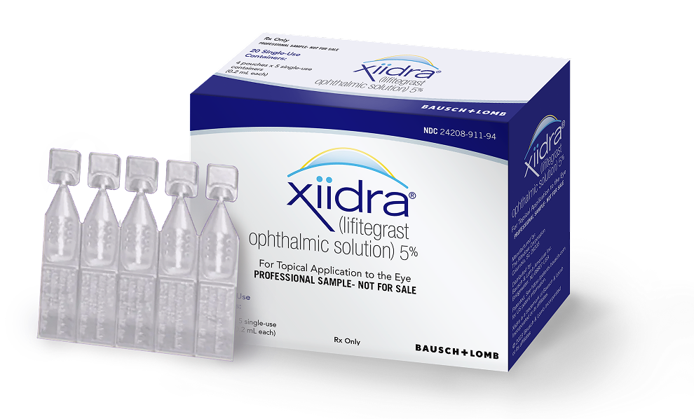 A box of 20 single-use containers of Xiidra